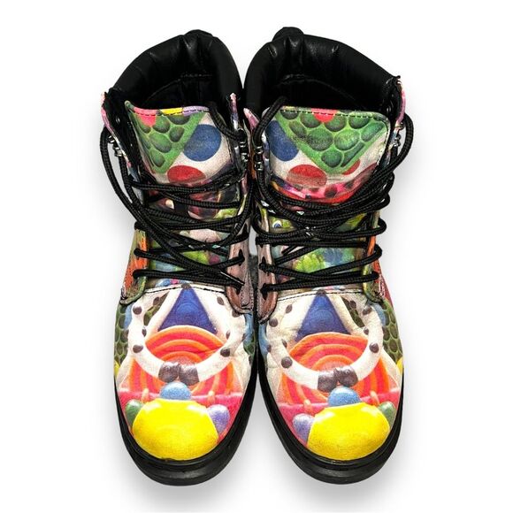 Abstract Funky Combat Boots Lace Up Mid Top Multicolor Vibrant  M 6.5/ W 8 - Picture 2 of 9